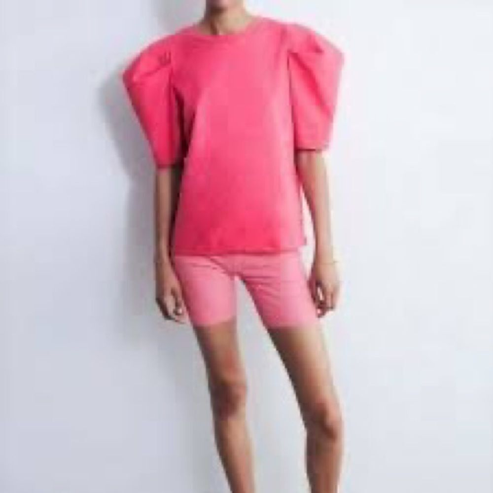 Zara Balloon Sleeve Top Dark Fuchsia - M - Excellent Condition